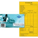 ZIONS PREPRINTED PAY POCKET ENVELOPES SELF SEAL 85GSM 90 X 165MM GOLD PACK 50
