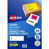 AVERY 35942 L7162FY HIGH VISIBILITY SHIPPING LABEL LASER 16UP FLUORO YELLOW PACK 25