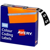 AVERY 43219 LATERAL FILE LABEL SIDE TAB COLOUR CODE S 25 X 38MM DARK GREEN PACK 500