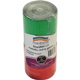 RAINBOW CORRUGATED SCALLOPED BORDER ROLL 60MM X 10M METALLIC REDGREEN