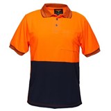 PORTWEST MP110 TWO TONED MICRO MESH POLO SHIRT ORANGE NAVY 4XL