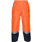 PRIME MOVER MP200 HIVIS WET WEATHER CARGO PANT REFLECTIVE TAPE ORANGE NAVY SMALL TO MEDIUM