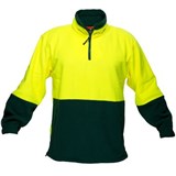 PRIME MOVER MF115 HIVIS POLAR FLEECE JUMPER LONG SLEEVE 14 ZIP 2TONE YELLOW GREEN 3XL