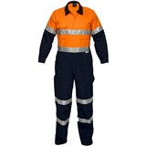 PRIME MOVER MA931 REGULAR WEIGHT COVERALL WITH METAL STUD CLOSURE AND TAPE 2TONE ORANGE NAVY 117ST