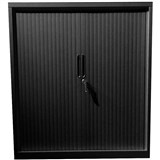 STEELCO TAMBOUR DOOR CABINET 2 SHELVES 1015H X 900W X 463D MM BLACK SATIN