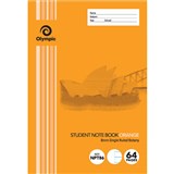 OLYMPIC NPT86 EXERCISE BOOK NSW RULING 8MM 55GSM 64 PAGE 250 X 176MM ORANGE PACK 20