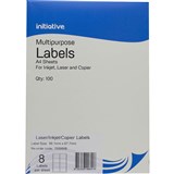 INITIATIVE MULTIPURPOSE LABELS 8UP 65GSM 991 X 677MM PACK 100