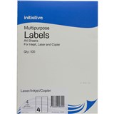 INITIATIVE MULTIPURPOSE LABELS 4UP 65GSM 991 X 139MM PACK 100