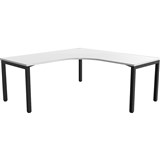 OLG AXIS SINGLE SIDED 90 DEGREE WORKSTATION LEFT HAND RETURN 1800 X 1800 X 750MM BLACK FRAME WHITE TOP