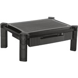 BRATECK HEIGHT ADJUSTABLE MONITOR RISER WITH DRAWER BLACK
