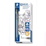 STAEDTLER 423 STICK ICE TRIANGULAR RETRACTABLE BALLPOINT PEN FINE BLACK BOX 10