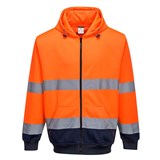 PORTWEST HIGH VISIBILITY ZIPPED HOODY TWOTONE XXXL ORANGE NAVY