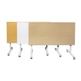 PIVOT WHITE FLIP TOP TABLE 1800 X 750MM OAK TOP
