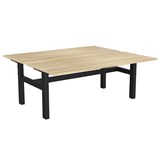 OLG AGILE FIXED HEIGHT 2PERSON DESK WORKSTATION BLACK FRAME 1800MM X 750MM NEW OAK RAVINE TOP